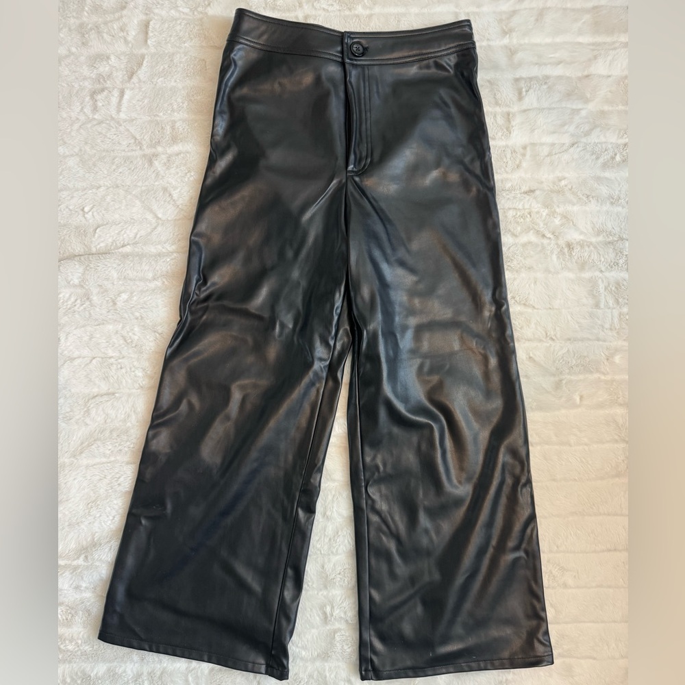 Faux Leather Wide Leg Pants
